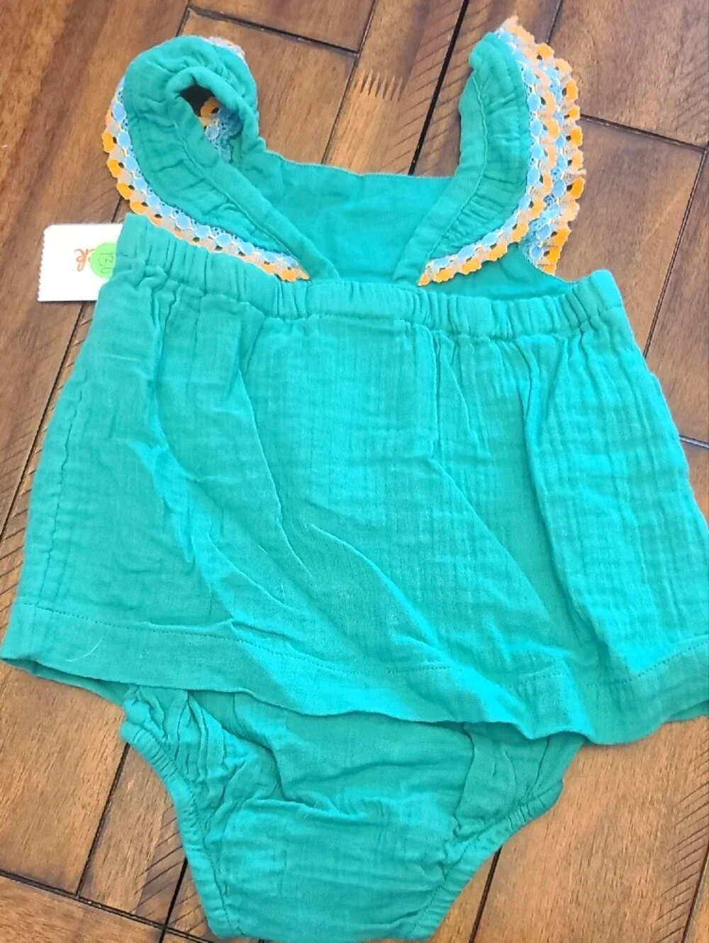 Cat & Jack Bright Green Baby Romper with Elastic Waist